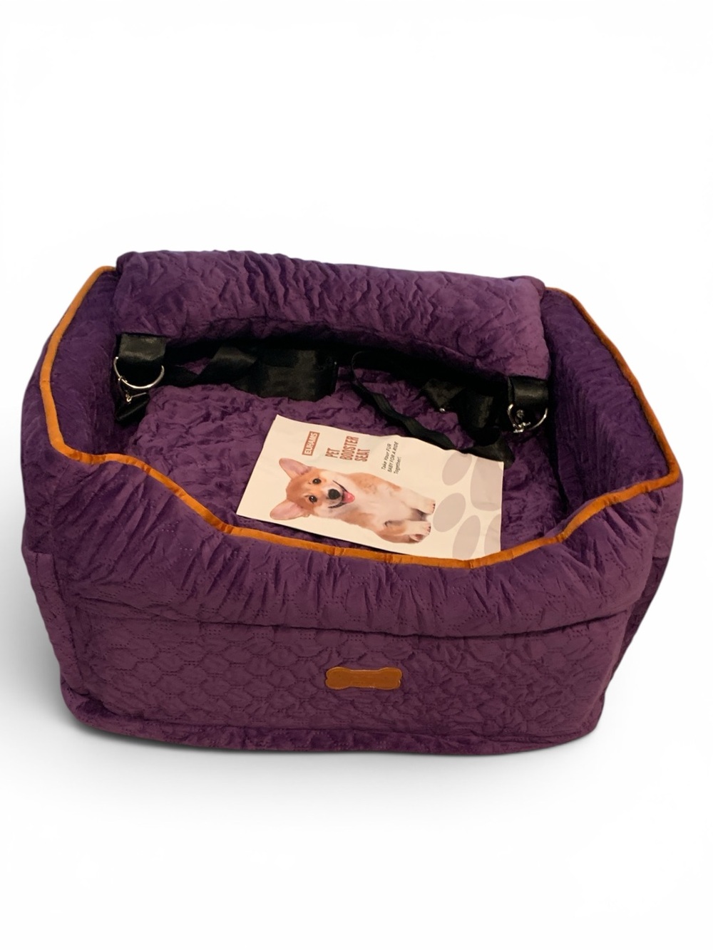 Quilted Purple Travel Pet Bed/Car Booster Seat